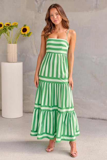 Robe longue d’été à rayures pour femme