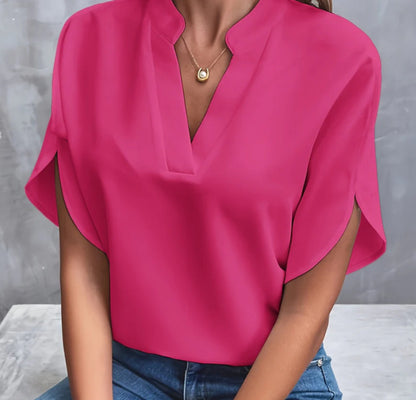 Chemisier en chiffon à col en V pour femme