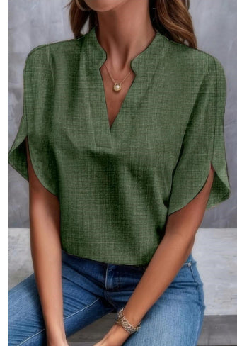 Chemisier en chiffon à col en V pour femme