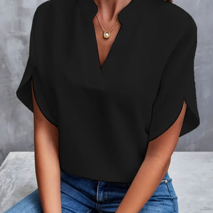 Chemisier en chiffon à col en V pour femme