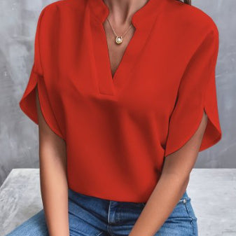 Chemisier en chiffon à col en V pour femme
