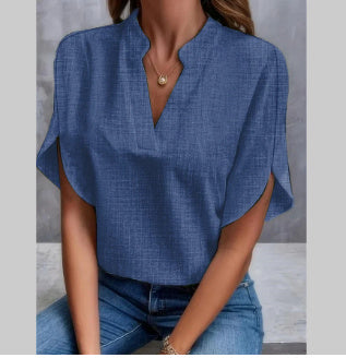 Chemisier en chiffon à col en V pour femme