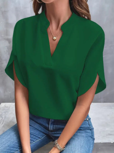 Chemisier en chiffon à col en V pour femme
