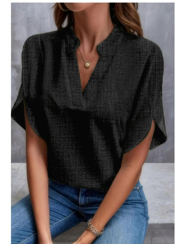 Chemisier en chiffon à col en V pour femme
