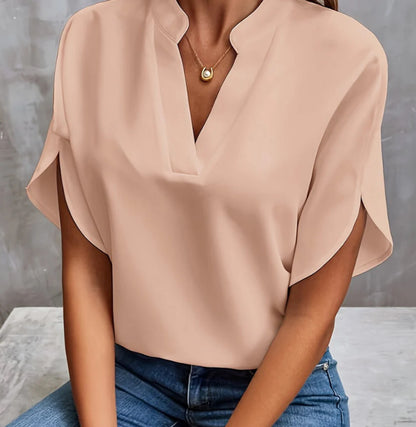 Chemisier en chiffon à col en V pour femme