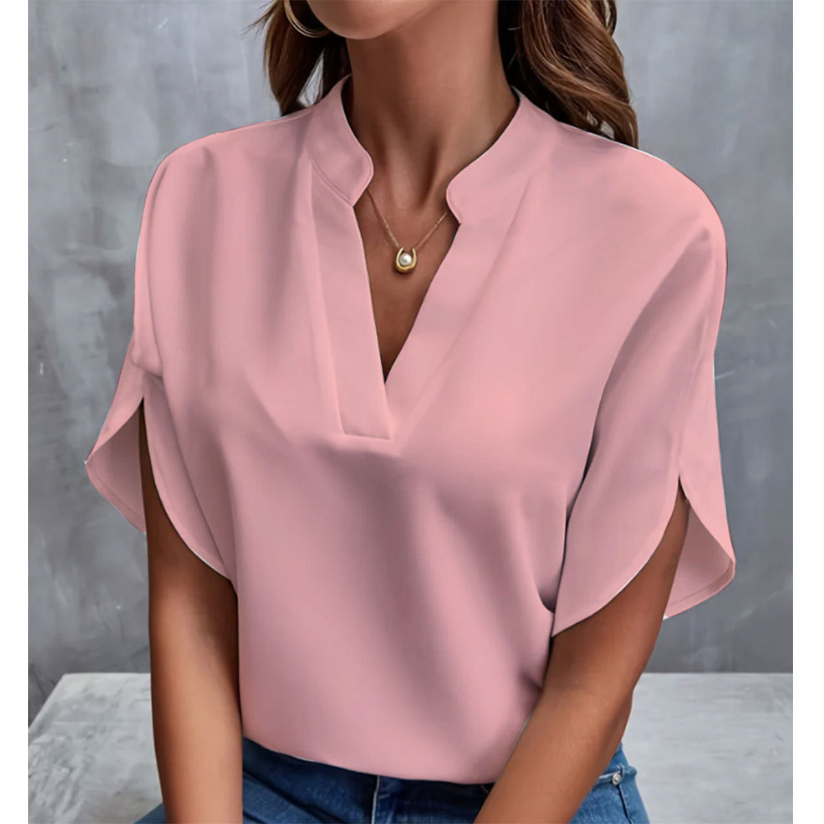 Chemisier en chiffon à col en V pour femme